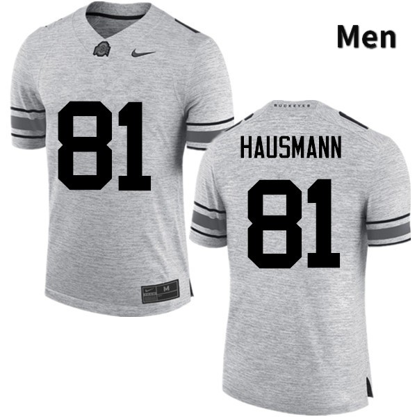 Ohio State Buckeyes Jake Hausmann Men's #81 Gray Game Stitched College Football Jersey